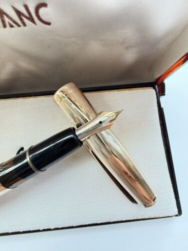 Vintage Montblanc 744 Gold Wrapped Fountain Pen, 1950s, EF Nib- New Old Stock