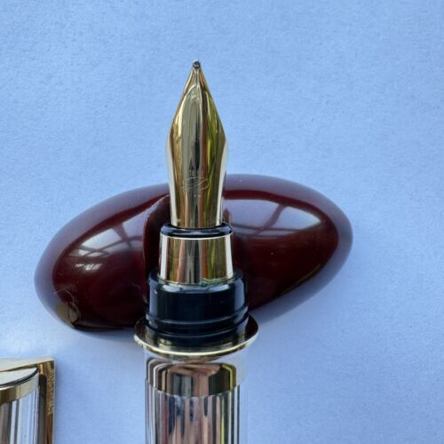 S.T. DuPont Montparnasse Fountain Pen, Sterling Silver And Gold- Large Size