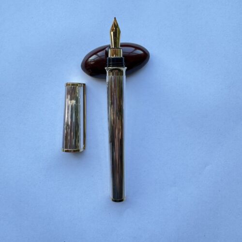 S.T. DuPont Montparnasse Fountain Pen, Sterling Silver And Gold- Large Size