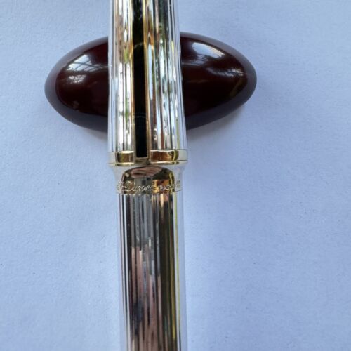 S.T. DuPont Montparnasse Fountain Pen, Sterling Silver And Gold- Large Size