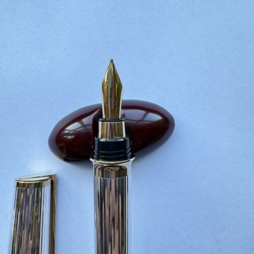 S.T. DuPont Montparnasse Fountain Pen, Sterling Silver And Gold- Large Size