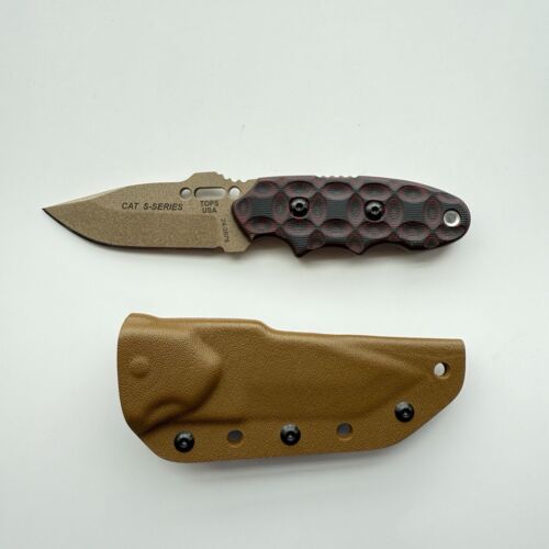 TOPS C.A.T. 200S-04 3.25" Fixed Blade Knife - Coyote Tan Blade/Micarta handle