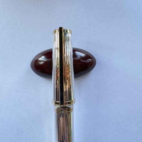 S.T. DuPont Montparnasse Fountain Pen, Sterling Silver And Gold- Large Size